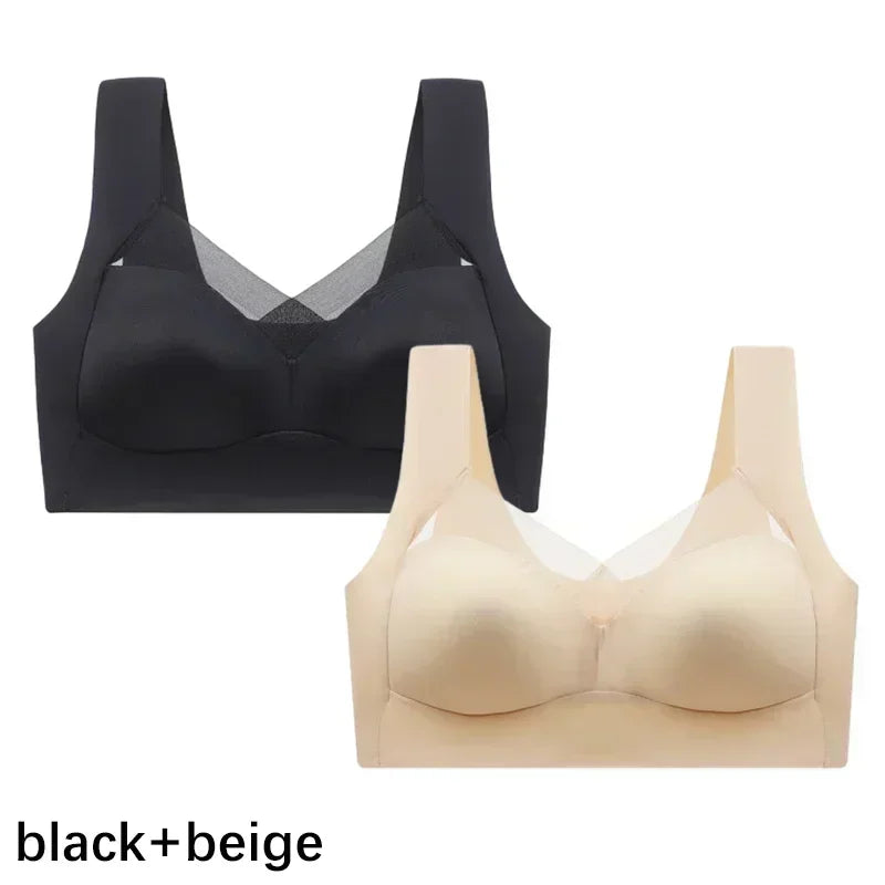 INTIMO SECRETS Plus Size Wireless Push-Up Bra – Seamless Lace Comfort