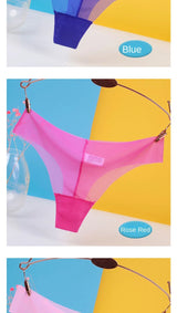 Sexy Ice Silk Panties Transparent Women Seamless Thong Underwear Low Waist Mesh G-string Lingerie трусы женские Ropa De Mujer