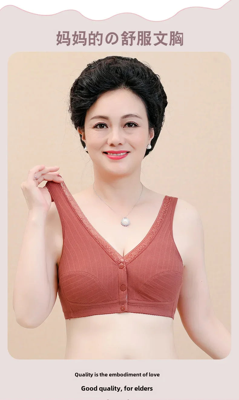 INTIMO SECRETS Women’s Cotton Front-Clasp Vest Bra – Wire-Free Comfort for Middle-Aged Women