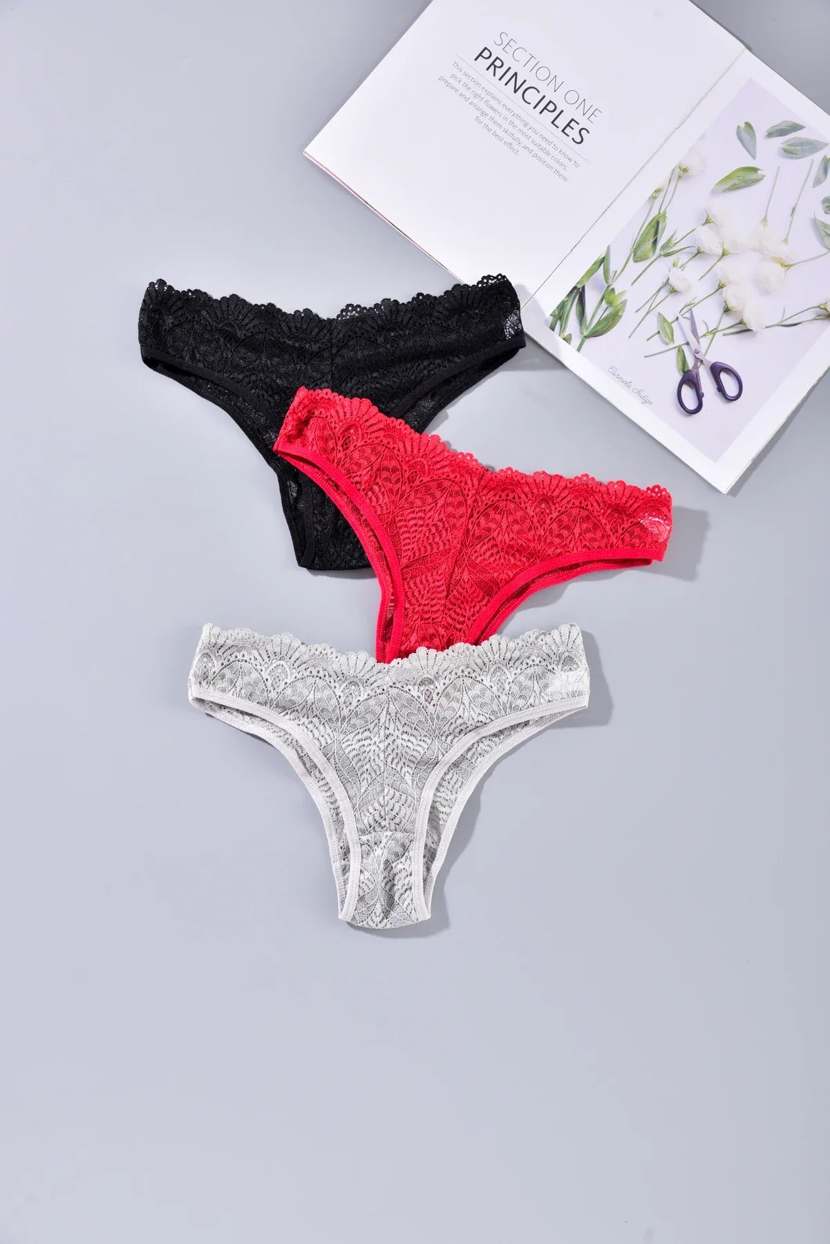 INTIMO SECRETS Women’s Low-Waist Hollow Lace Embroidered Panties – Summer Breathable
