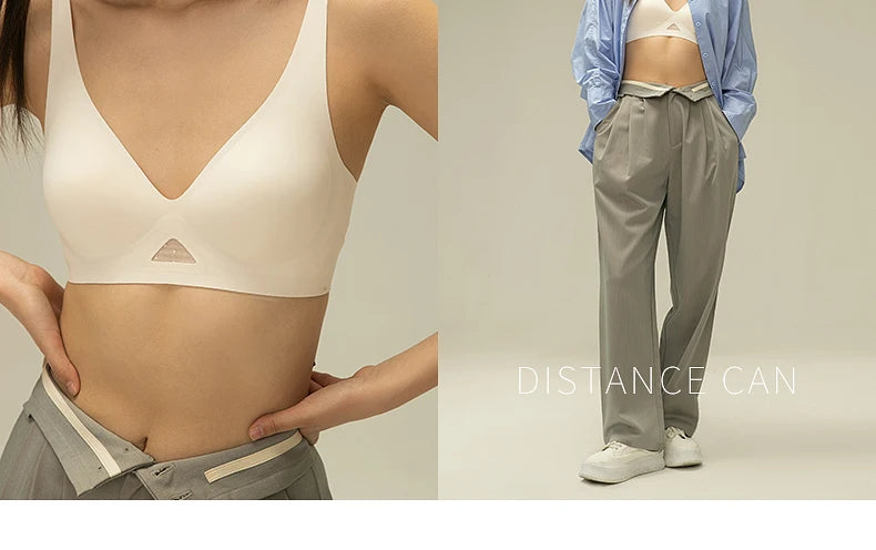 Wireless Deep V Seamless Bra for Women – Soft 3/4 Cup Hollow Out Comfort Lingerie