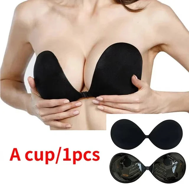 INTIMO SECRETS Women’s Silicone Nipple Cover – Invisible Push-Up Bra with Transparent Straps, Backless & Reusable
