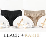 2PCS/Set Seamless G-String Panties Women Thongs Sexy Panty Lingerie Solid Color Female High Waist Thongs Women's Underwear