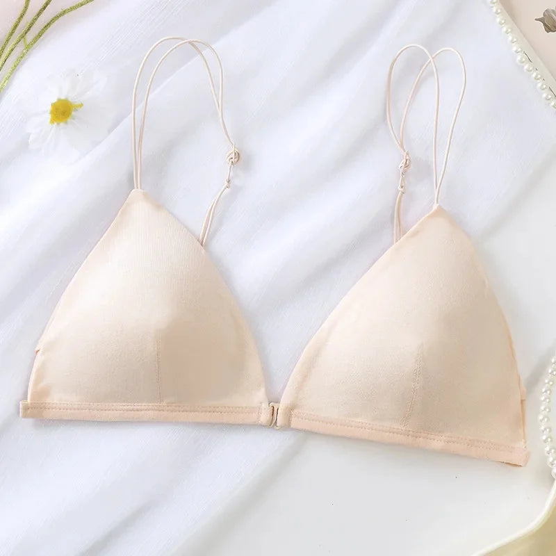 Summer Hit Low Cut Backless Pure Cotton Wrap Chest Bra Women's Sexy Interest Triangle Cup Strapless Underwear Intimate Apparel