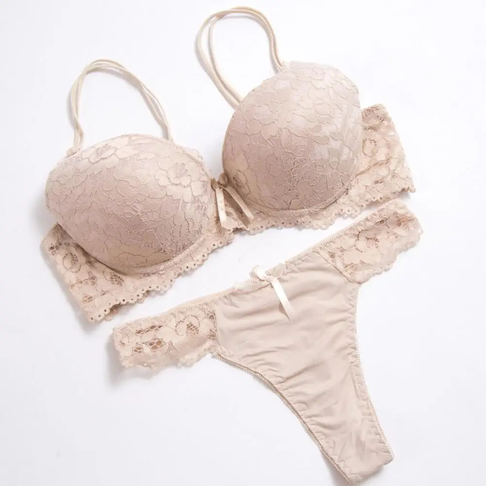 INTIMO SECRETS 2024 Floral Lace Push-Up Bra & Panties Set for Women