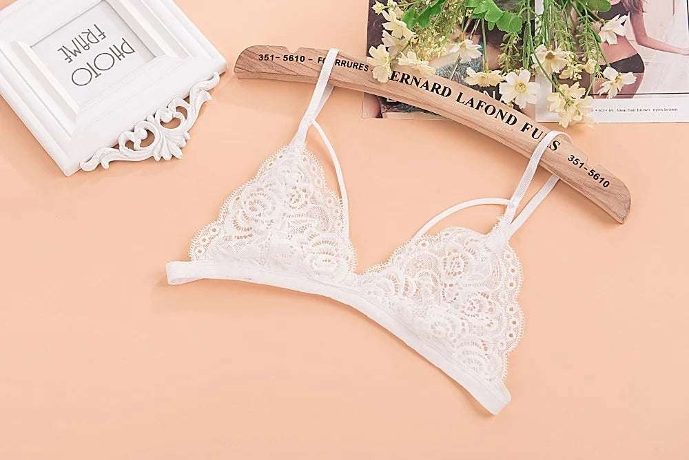 INTIMO SECRETS Women’s Transparent Lace Bra – Sexy Invisible Wire-Free Floral Bralette