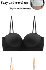 FINETOO 1PCS Women's Push-up Strapless Bras Front Buckle Brassiere Sexy Girls Small Chest Underwear Front Closure Sexy Bra