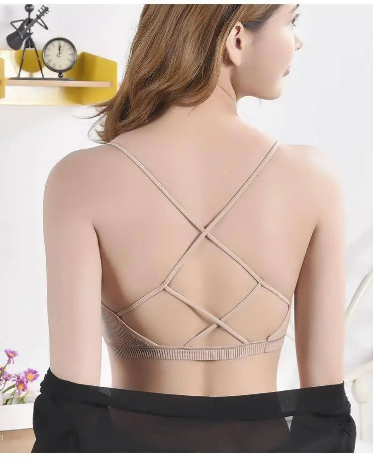 2023 sexy threaded sports yoga bra pure cotton sports bra fitness top bra breathable strap underwear bra pad wrap chest