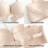 FINETOO 1PCS Women's Push-up Strapless Bras Front Buckle Brassiere Sexy Girls Small Chest Underwear Front Closure Sexy Bra