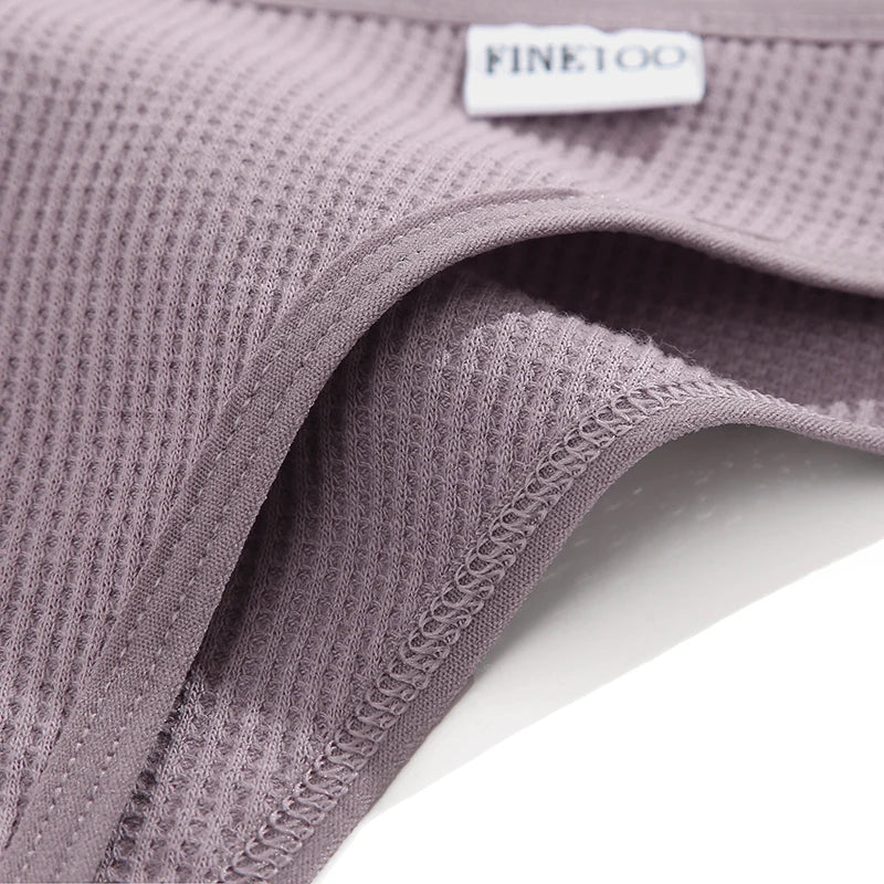 3PCS/Set Brazilian Underwear Women Panties Waffle Cotton Panties FINETOO Female Underwear Briefs Intimates Women Lingerie S-XL