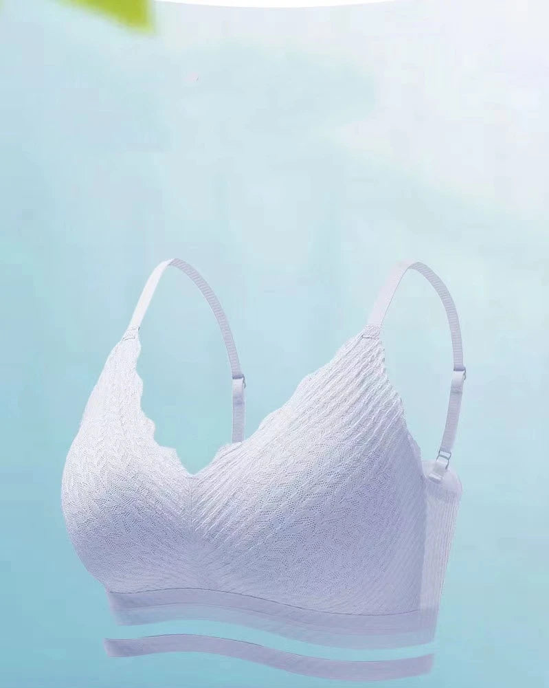 New Top Lace Seamless Women's Underwear Small Chest Gathered Non-slip No Steel Ring Sexy Sling Beautiful Back Bra Thin Section