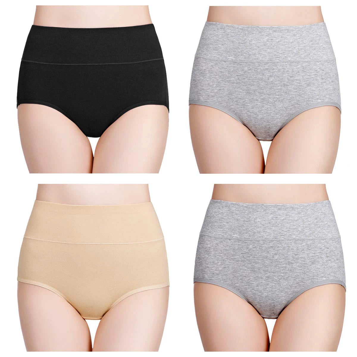 INTIMO SECRETS 4PCS High Waist Cotton Panties – Plus Size Women L-5XL