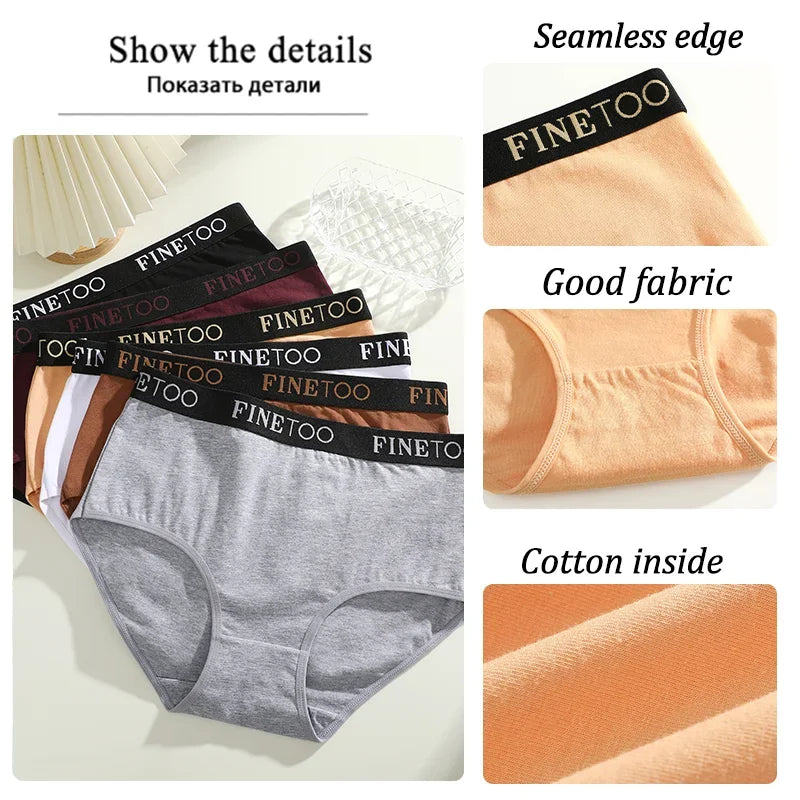 Finetoo 3Pcs Women's Cotton Briefs Women Seamless Plus SizePanties Breathable Underwear Female Low Waist Soft Lingerie S-XXL