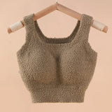 INTIMO SECRETS Winter Warm Fleece Bralette – Padded Thermal Crop Top