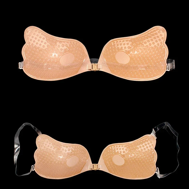 INTIMO SECRETS Women’s Silicone Nipple Cover – Invisible Push-Up Bra with Transparent Straps, Backless & Reusable