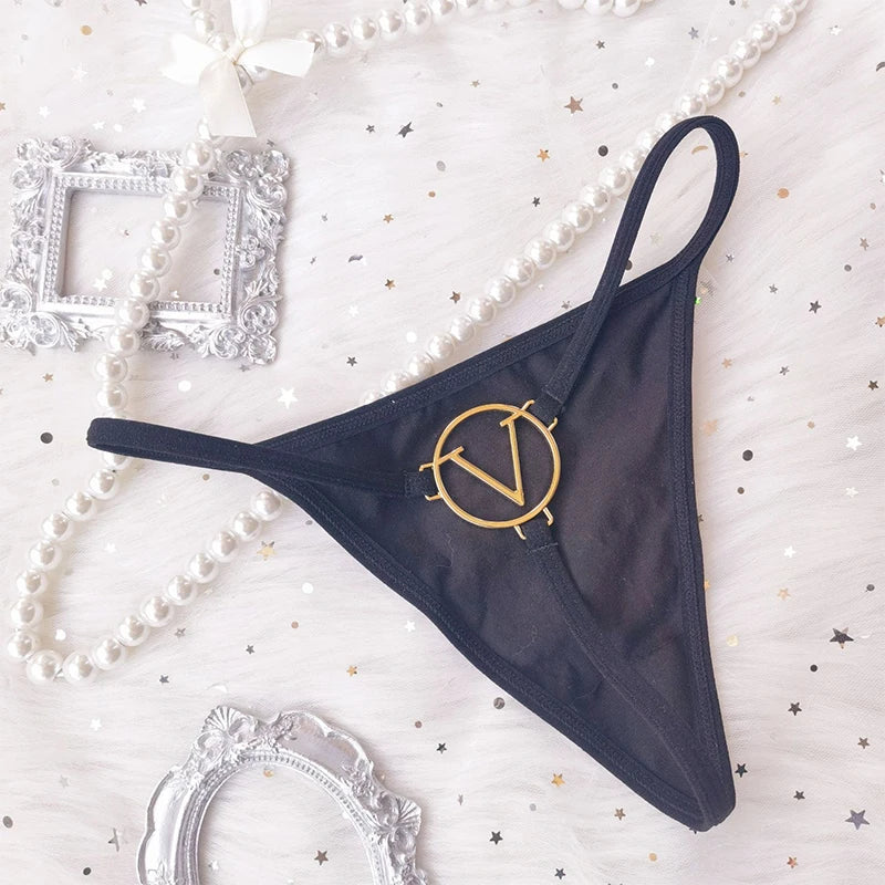 INTIMO SECRETS Metal Chain Thong – Sexy Low-Waist Lace G-String Underwear for Women