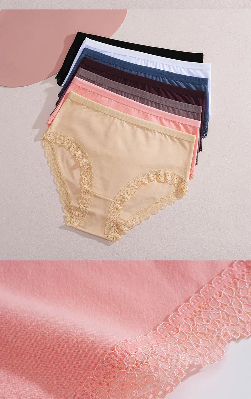 FINETOO 6Pcs Women's Cotton High Waist Panties Underwear Female Large Intimate Lingerie Briefs Woman Underpants Pantys Panties