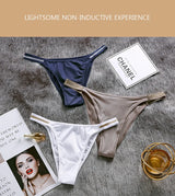 INTIMO SECRETS Ice Silk Thongs – Seamless Low-Waist G-String Underwear for Women