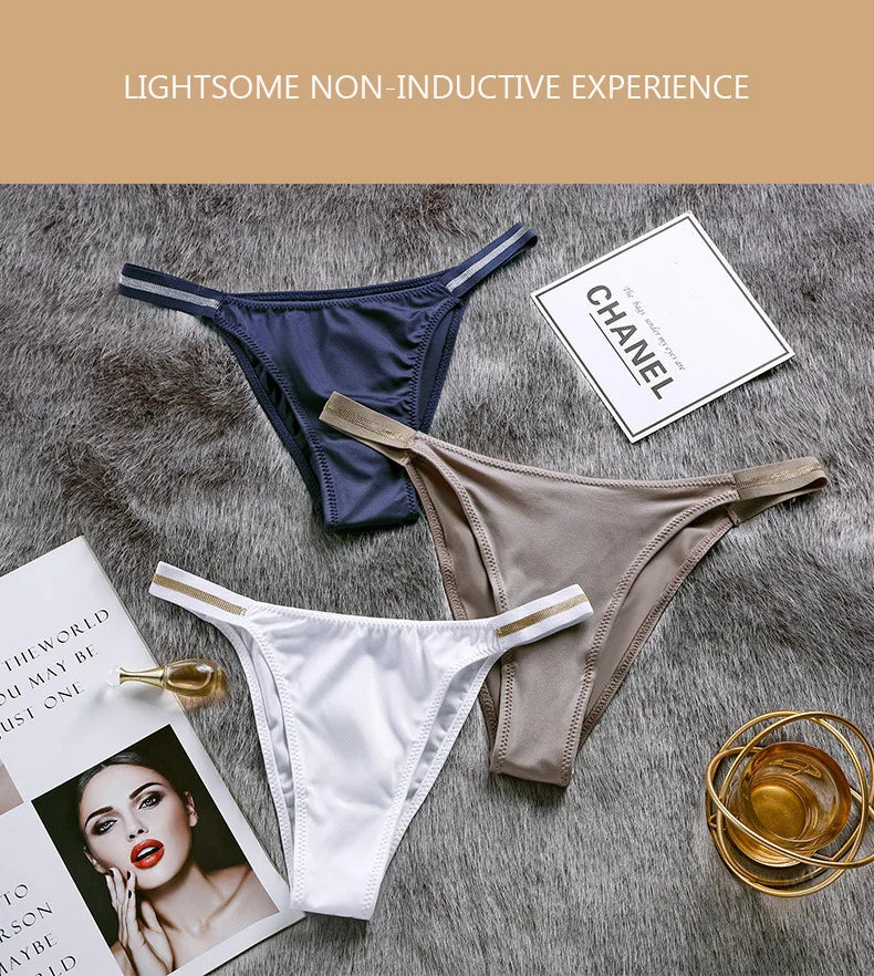 INTIMO SECRETS Ice Silk Thongs – Seamless Low-Waist G-String Underwear for Women