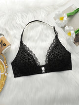 New Black leopard print front button bra sexy Lingerie lace leopard print thin double-layer women's underwear YS3099