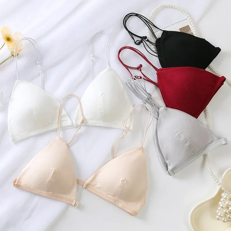 Summer Hit Low Cut Backless Pure Cotton Wrap Chest Bra Women's Sexy Interest Triangle Cup Strapless Underwear Intimate Apparel