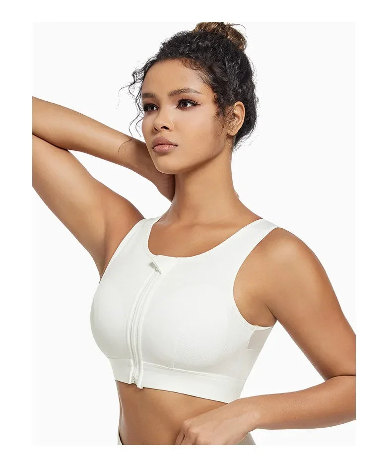 INTIMO SECRETS Women’s High-Impact Sports Bra – Zipper Yoga Vest