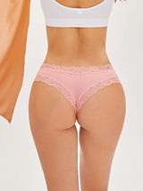 4Pcs/Set Women's Cotton Panties Lace Sexy Brazilian Pants Floral Lace Underwear Trendy Patchwork Briefs  Female Soft Underpants