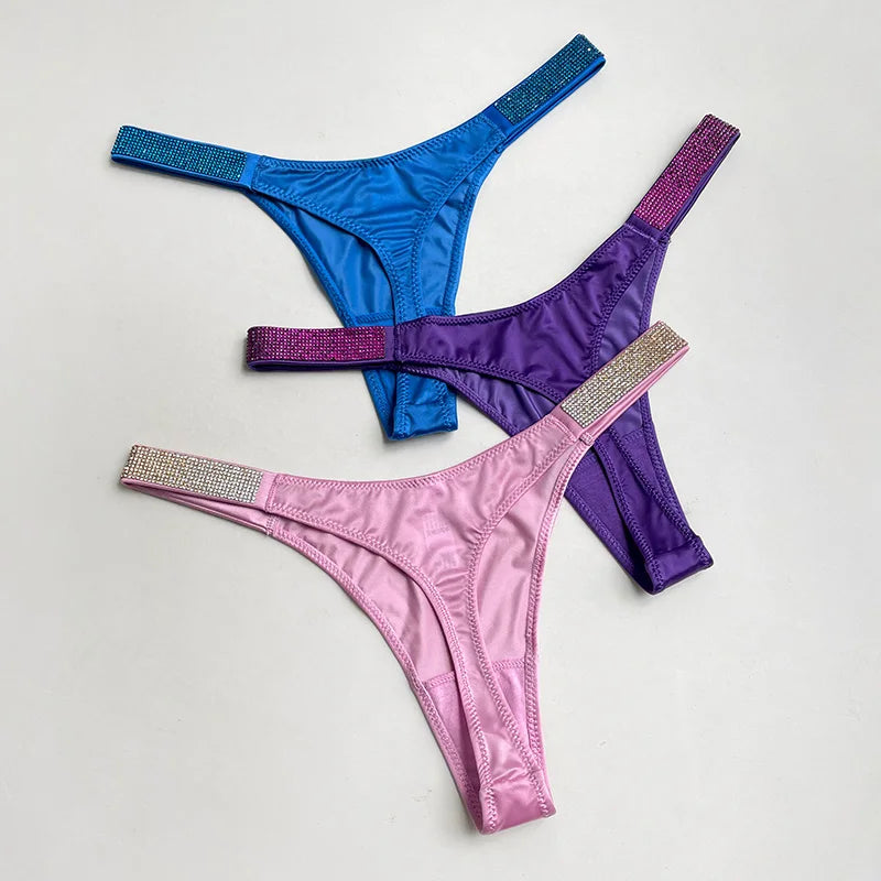 INTIMO SECRETS Rhinestone Thong Panties – Low Waist T-Back (S-XL)