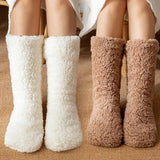 Thickened Winter Woven Thermal Cashmere Floor Socks Women's Carpet Home Plus Velvet Sleep Socks Slippers Leg Cover