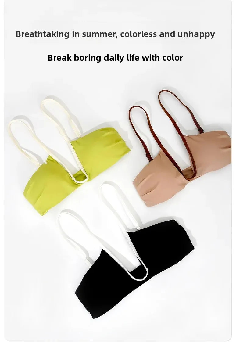 Women's Thin Summer French Style Sexy Deep U Shell Cup Bra Wireless Seamless Fashionable Underwear Comfortable Home Clothes