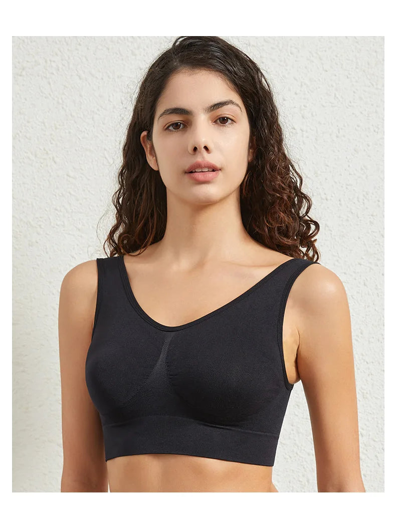 INTIMO SECRETS Women’s Large-Size Seamless Sports Bra – Removable Pad Yoga Vest