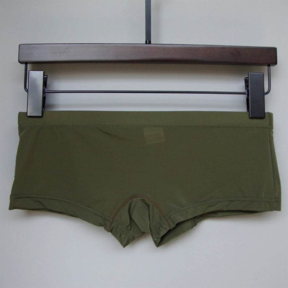 Sexy Mens Ice Silk Sheer See Through Briefs Underwear Solid Color Elastic Shorts Trunks Man Low Rise Breathable Underpants