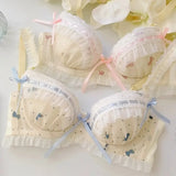 INTIMO SECRETS Lolita Japanese Cute Lace Bra – Small Chest, Wire-Free, Pull-Together