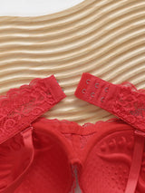 INTIMO SECRETS Embroidered Lace Push Up Bra - Underwire Support Set