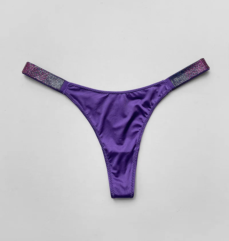 INTIMO SECRETS Rhinestone Thong Panties – Low Waist T-Back (S-XL)