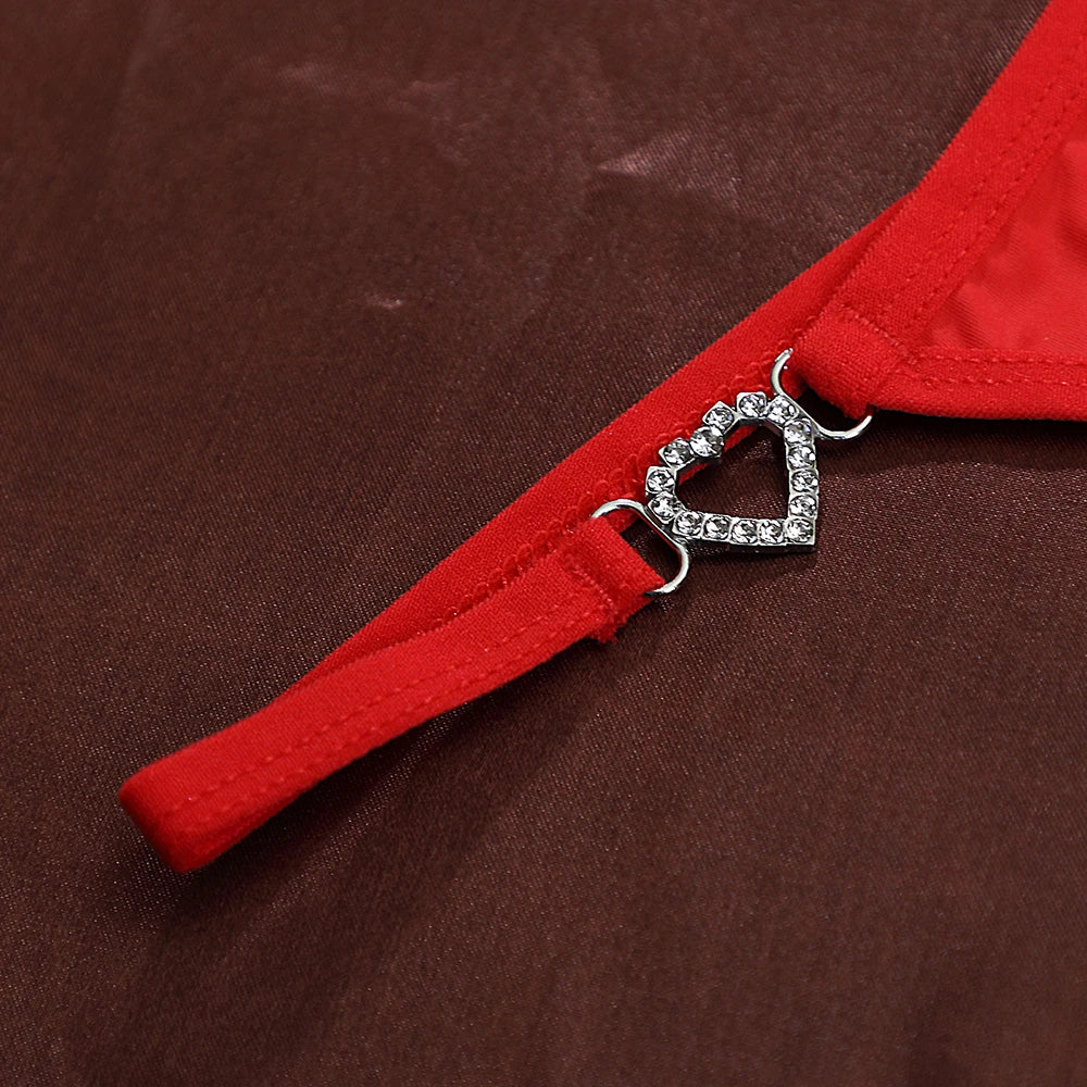 INTIMO SECRETS Sexy Heart Decor G-String - Elegant Lace Mesh Lingerie