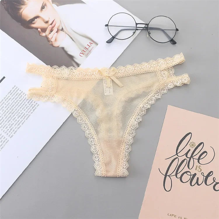 INTIMO SECRETS Women’s Summer Lace Thong – Low-Waist, Hollow-Out, Seamless & Breathable Panties