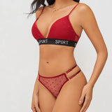 INTIMO SECRETS Dot Lace Push-Up Bralette – Wireless V-Neck Women’s Bra