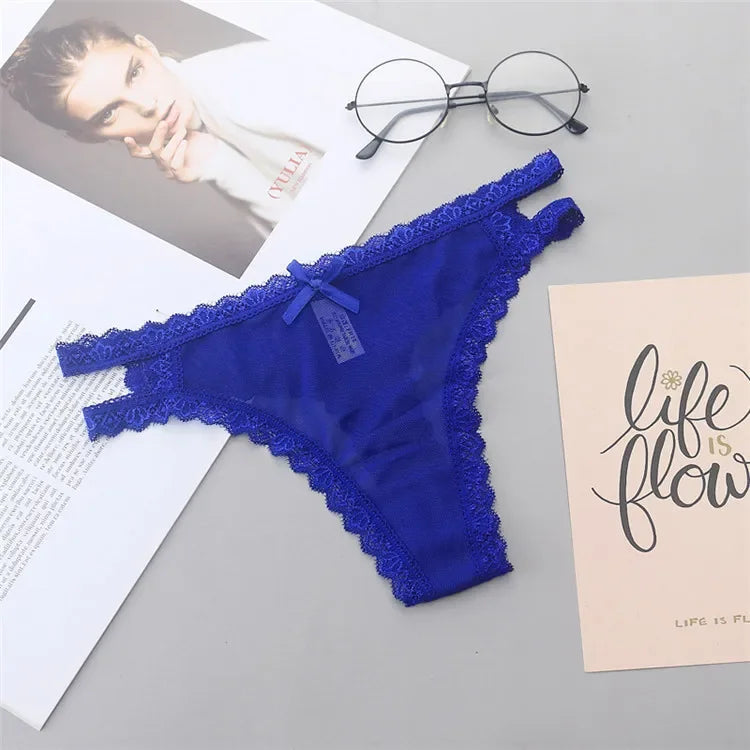 INTIMO SECRETS Women’s Summer Lace Thong – Low-Waist, Hollow-Out, Seamless & Breathable Panties