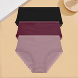 INTIMO SECRETS 3PCS Cotton Lace Panties – Plus Size Women’s Mid-Waist Lingerie