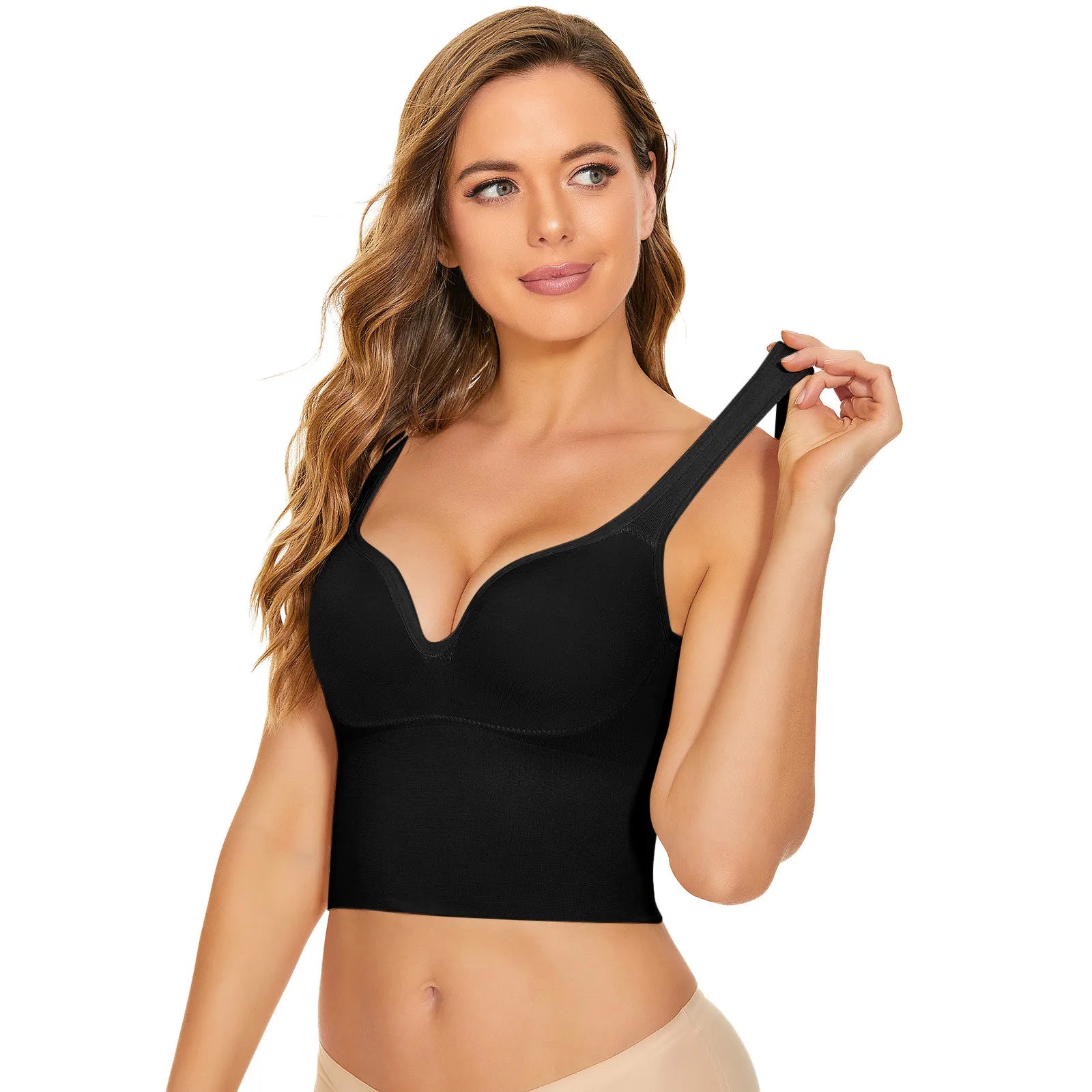 INTIMO SECRETS Women’s High-Elastic Wireless Sports Bra – Plus Size Removable Pads Bralette