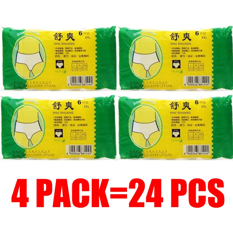 24 Pcs/Set Travel Portable Disposable Non Woven Paper Briefs Panties Underwear White Regular Emergency Underpants for Women Men