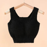 INTIMO SECRETS Winter Warm Fleece Bralette – Padded Thermal Crop Top