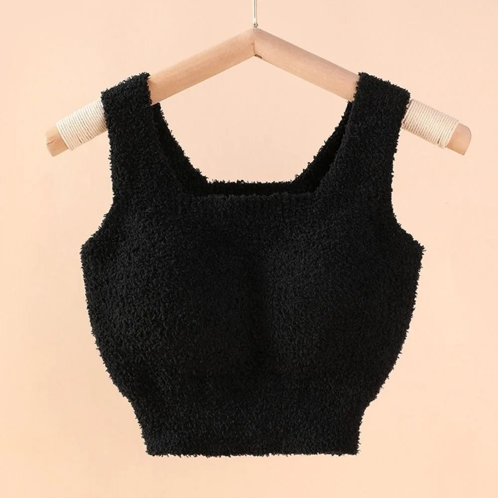 INTIMO SECRETS Winter Warm Fleece Bralette – Padded Thermal Crop Top