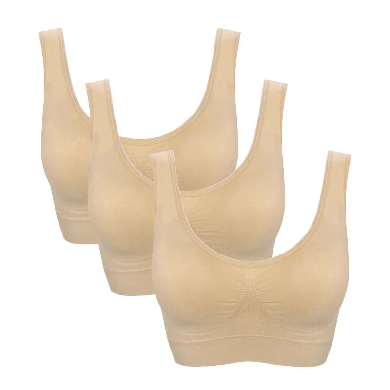 INTIMO SECRETS Women’s Plus-Size Seamless Push-Up Bra – 3PCS Wireless Fitness Set