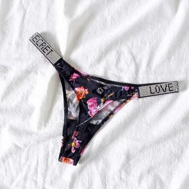 INTIMO SECRETS Women’s Sexy Rhinestone Low-Waist Thong Panties