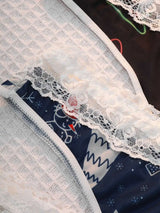 INTIMO SECRETS Sexy Christmas Print G-String – Festive Lace Thong & Breathable Soft Holiday Lingerie