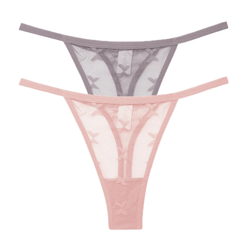 INTIMO SECRETS 2PCS Mesh Thongs – Transparent Seamless G-String Underwear for Women S-XL