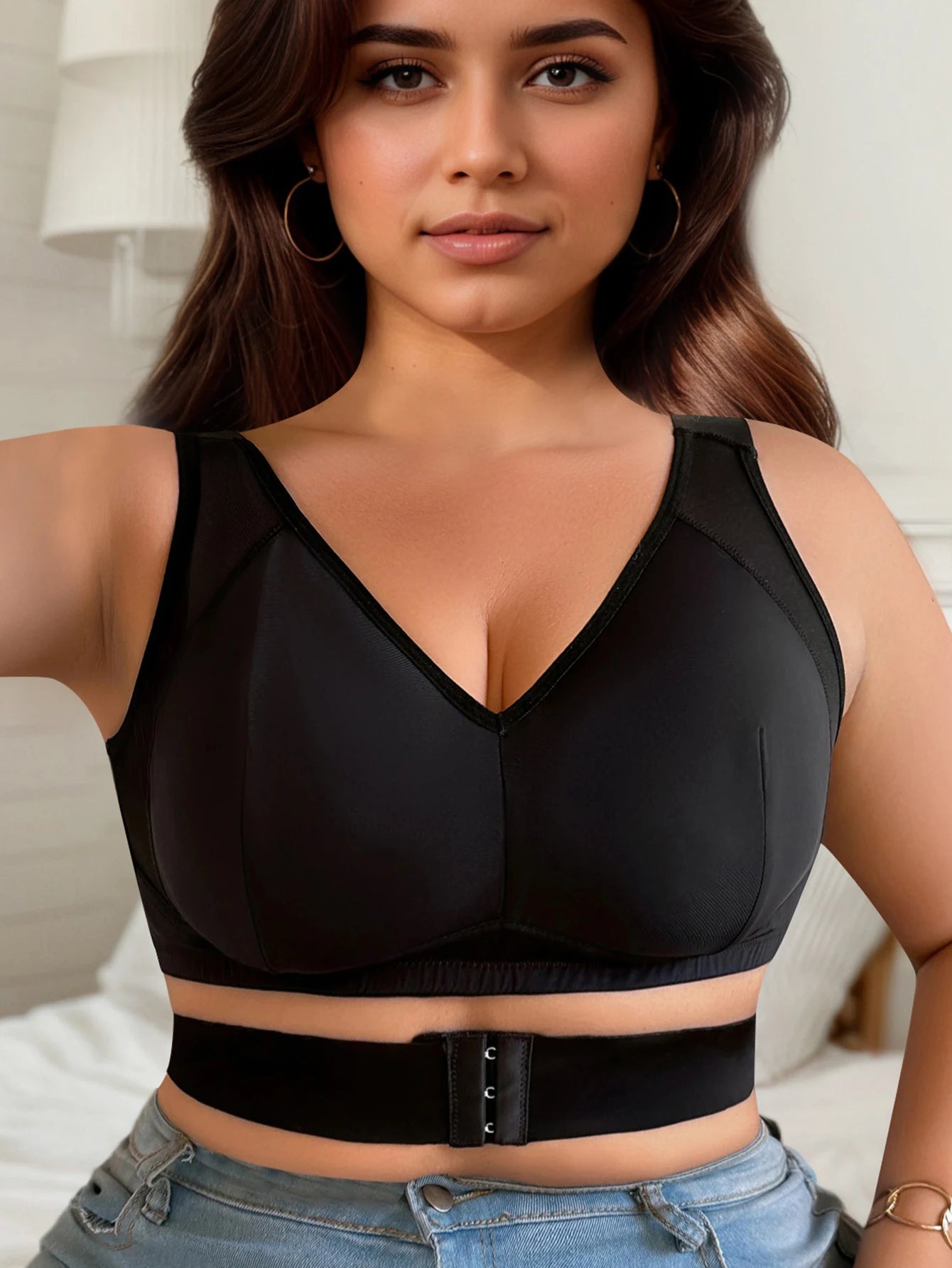 INTIMO SECRETS Seamless Sports Bra – Plus Size Non-Wire Front Closure