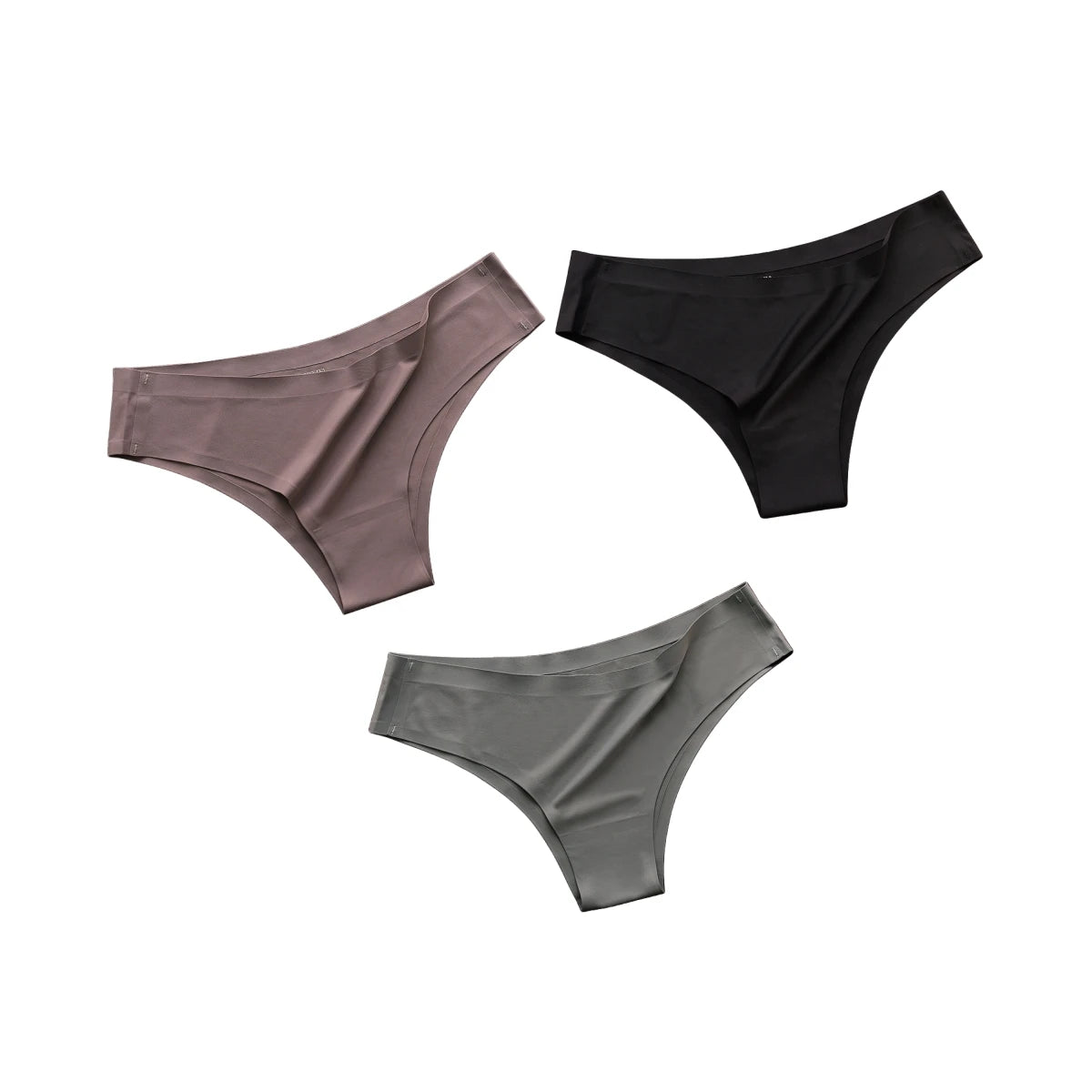3Pcs/Set Seamless Panties Women Underwear Ice Silk Underpants Low Rise Female Solid Color Ultra-thin Sexy Lingerie
